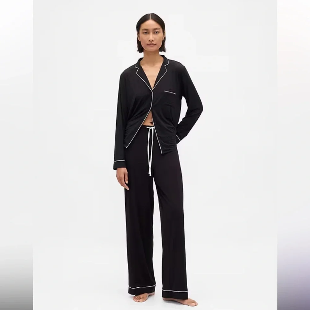 GAP Softest Modal PJ Pajama Shirt and Pants in Black - Picture 1 of 10